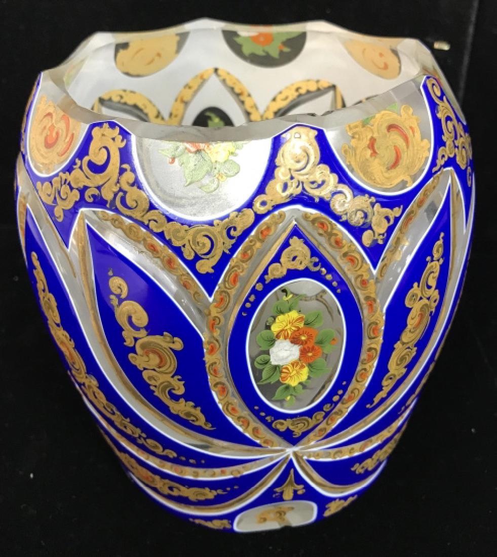 Blue Gold Painted Art Glass Vase (1 of 11)