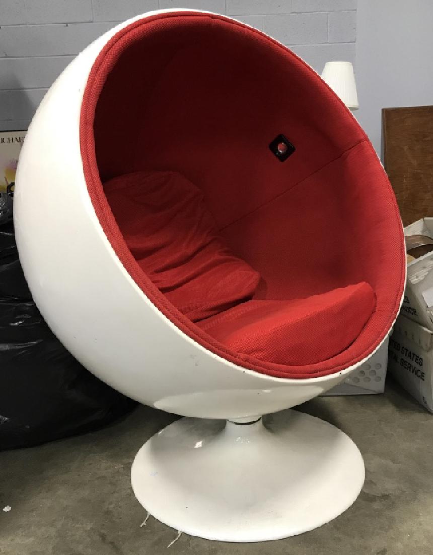 Mid Century Modern Red Ball Chair Reproduction (1 of 9)