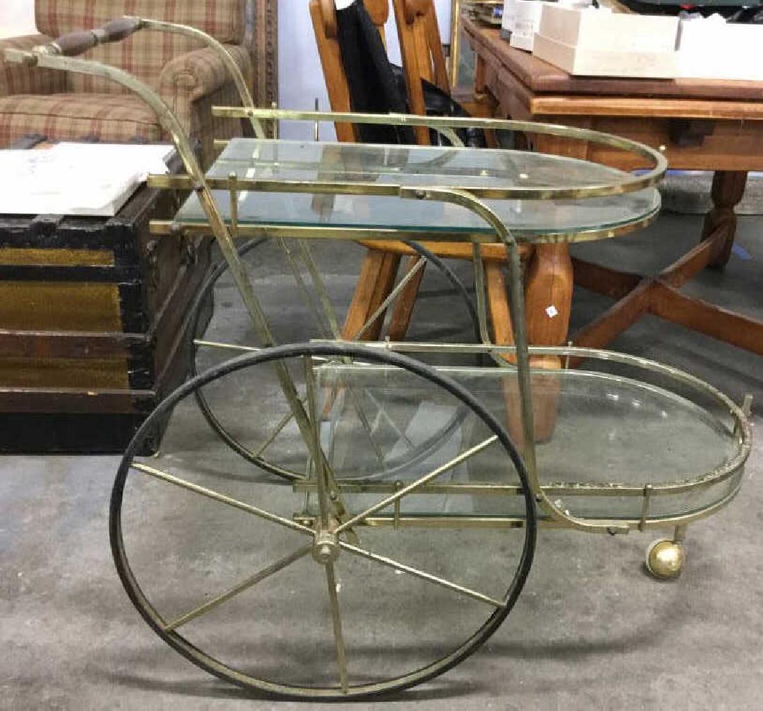 Vintage Gold Toned Metal Tea Cart