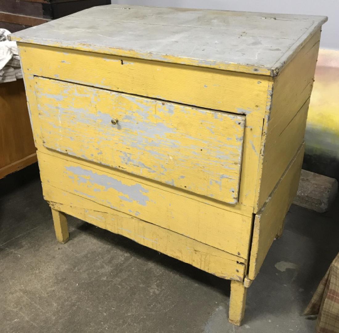 Antique Flip Top Wooden Bin With Drawer (1 of 9)