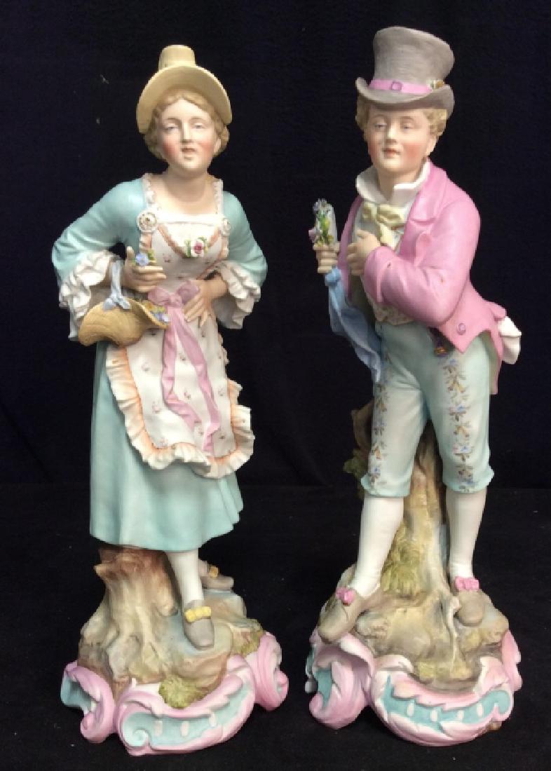 Pair Bisque Porcelain Hand Painted Figurals (1 of 15)