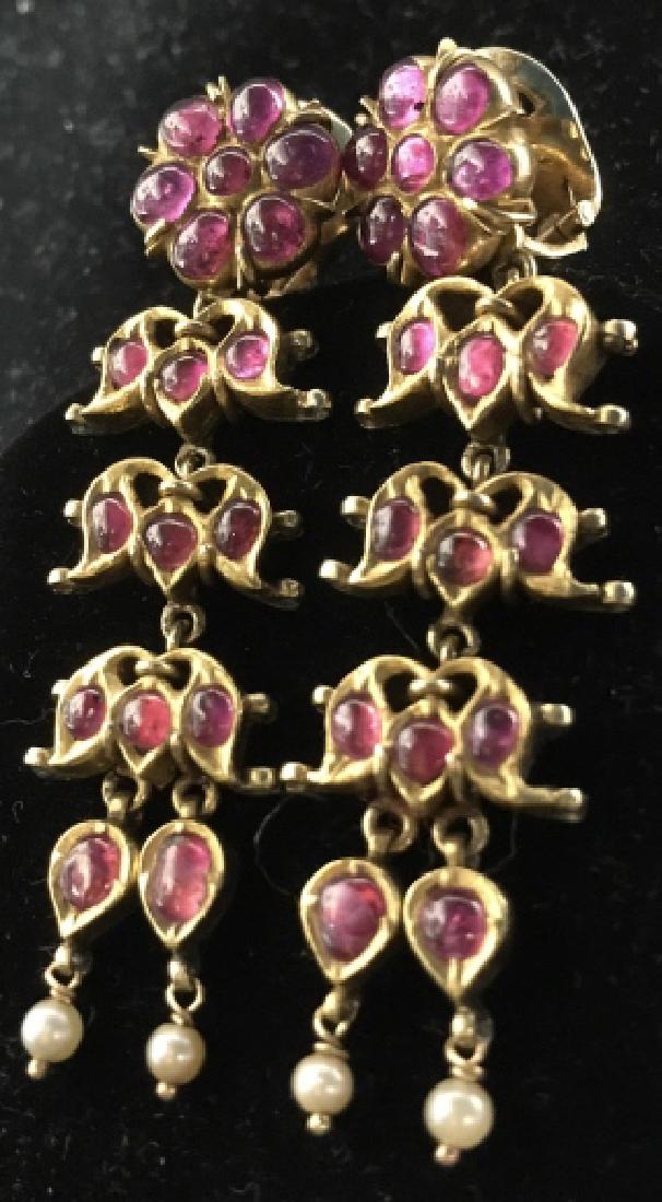 18k Gold Ruby Dangle Earrings Jewelry (1 of 9)