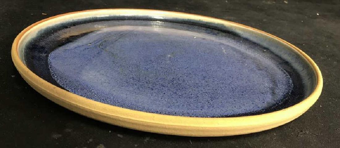 Signed Blue Glazed Ceramic Platter (1 of 9)