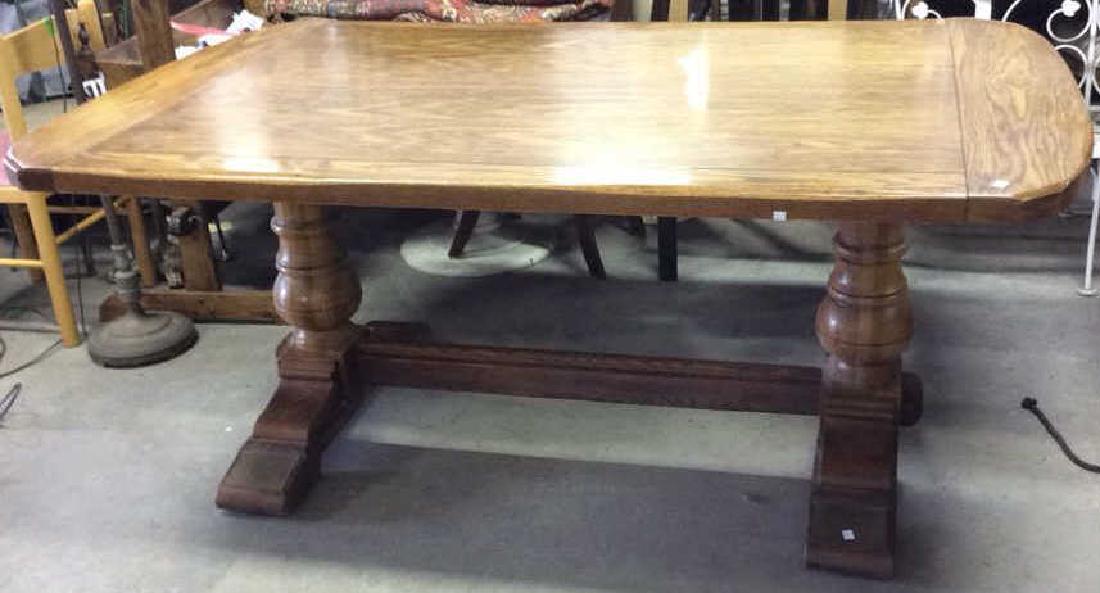 Solid Oak Trestle Style Dining Table (1 of 10)