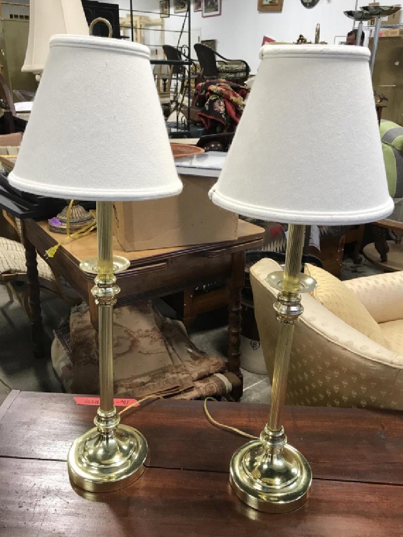 Pair Of Brass Toned Metal Table Lamps (1 of 7)