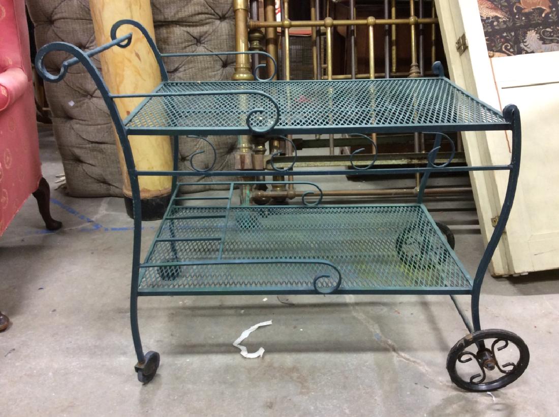 Green Toned Metal Beverage Cart (1 of 8)