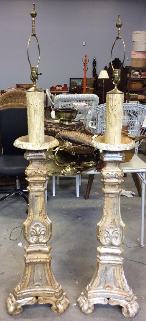 Pair Ornate Composite Candlestick Floor Lamps (1 of 6)
