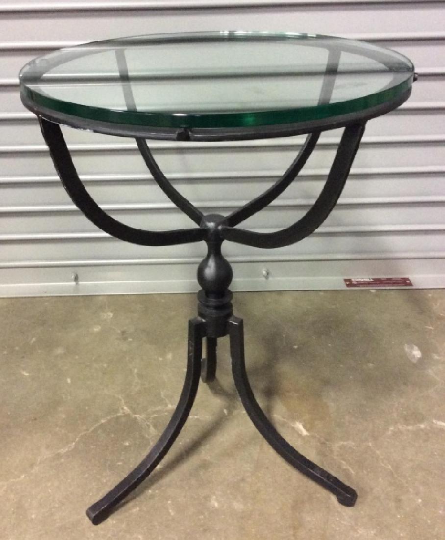 A Cast Iron Side Table W Circular Glass Top (1 of 6)
