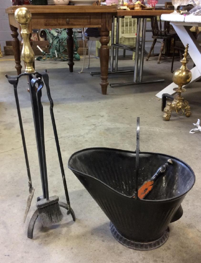 Lot 5 Vintage Fireplace Irons And Ash Bucket (1 of 8)