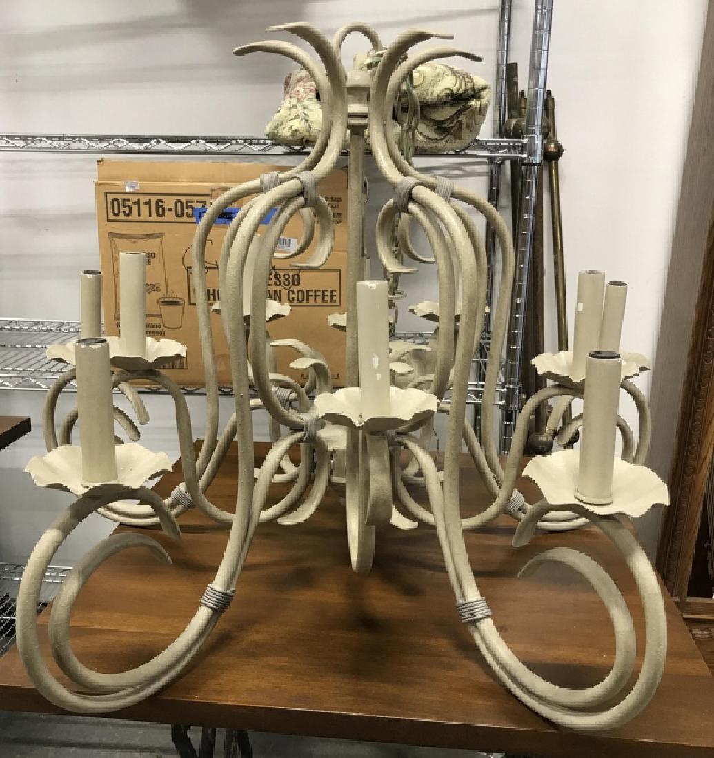 Cream Toned 10 Arm Metal Chandelier (1 of 8)