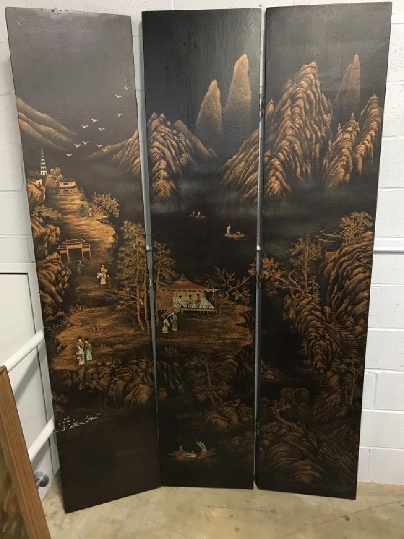 Asian Hand Painted Three Pannel Screen (1 of 10)