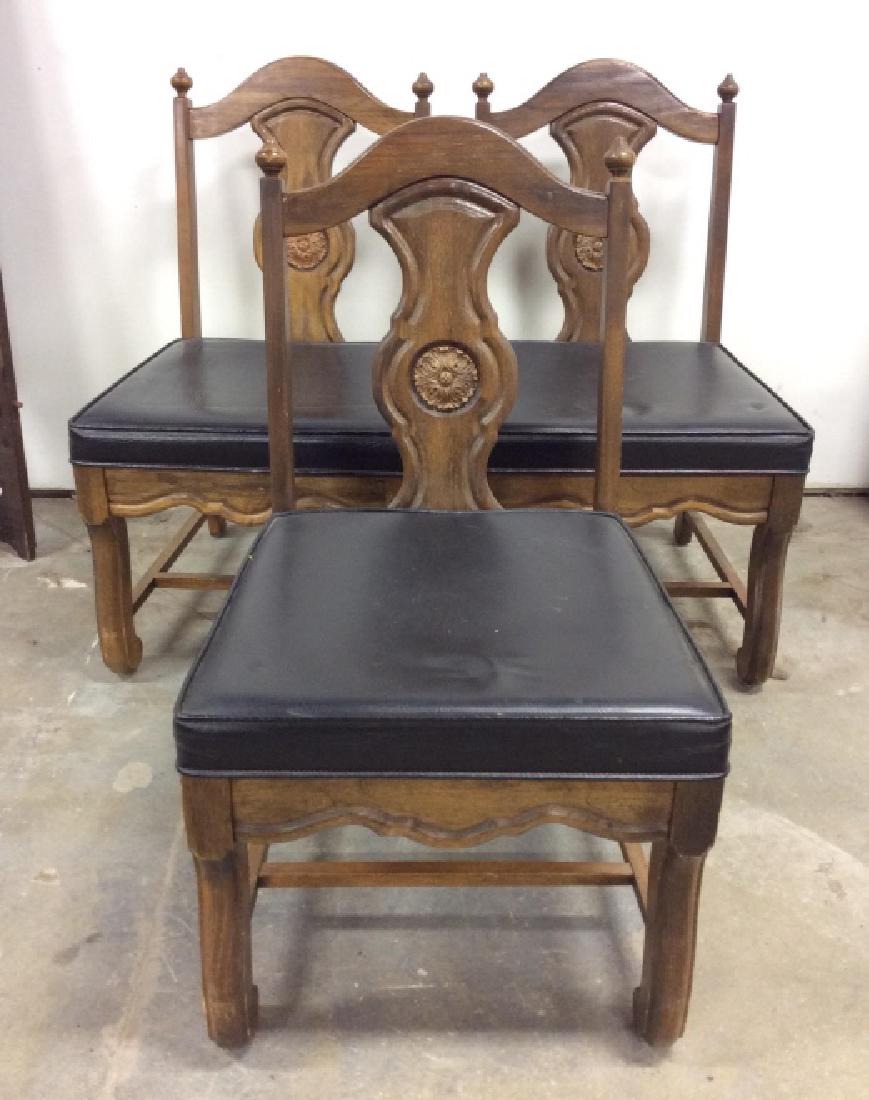 Lot 3 Vintage Leather Cushioned Side Chairs (1 of 9)