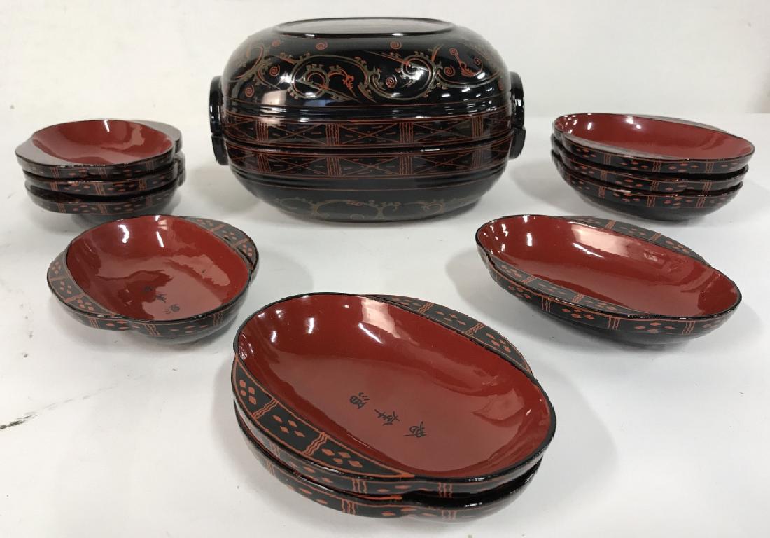 Lot 12 Japanese Lacquered Box & Decorative Dishes (1 of 7)