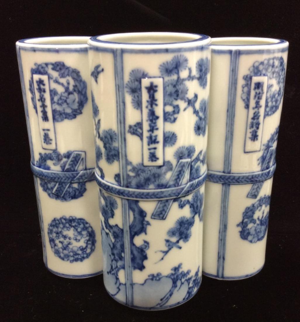 Signed Asian Porcelain Three Chamber Vase (1 of 7)