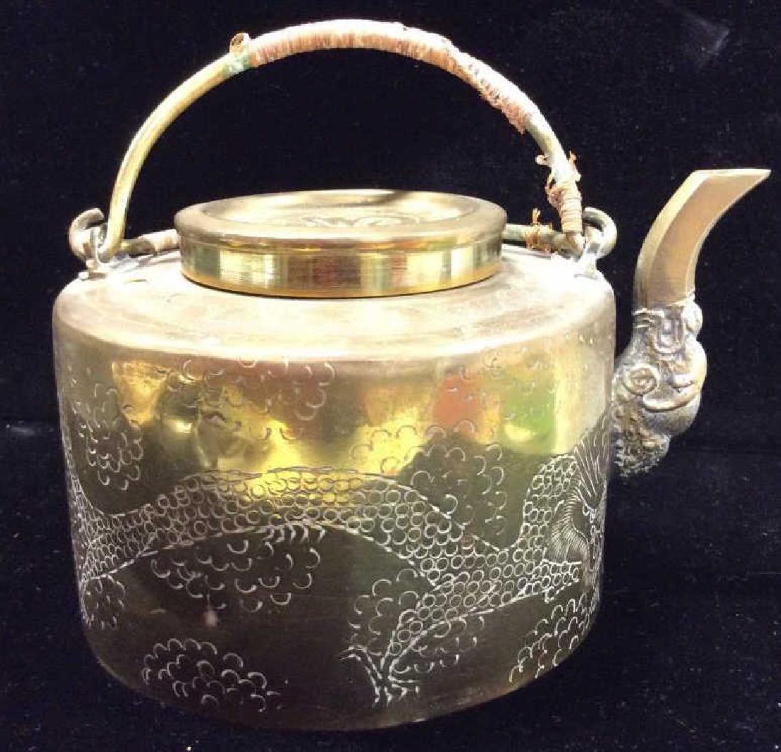 Chinese Brass Teapot W Dragon Motif Design