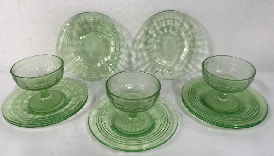 Lot 10 Mixed Vintage Green Glass Dishes