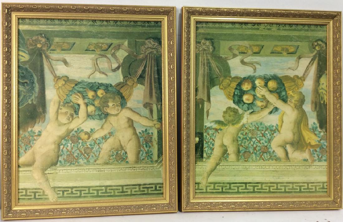 Lot 2 Textured Framed Cherub Prints (1 of 8)