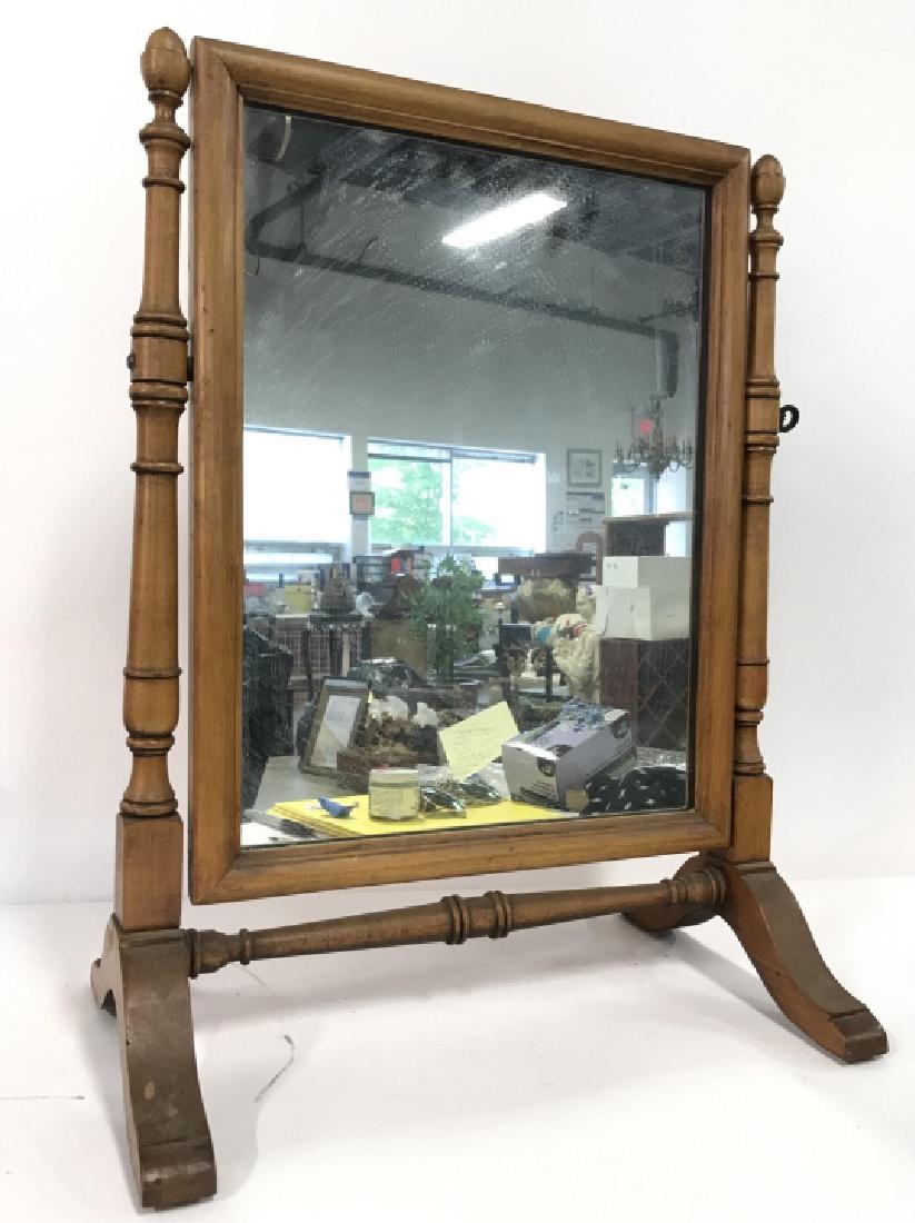 Antique Tilting Maple Shaving Mirror on Stand (1 of 7)