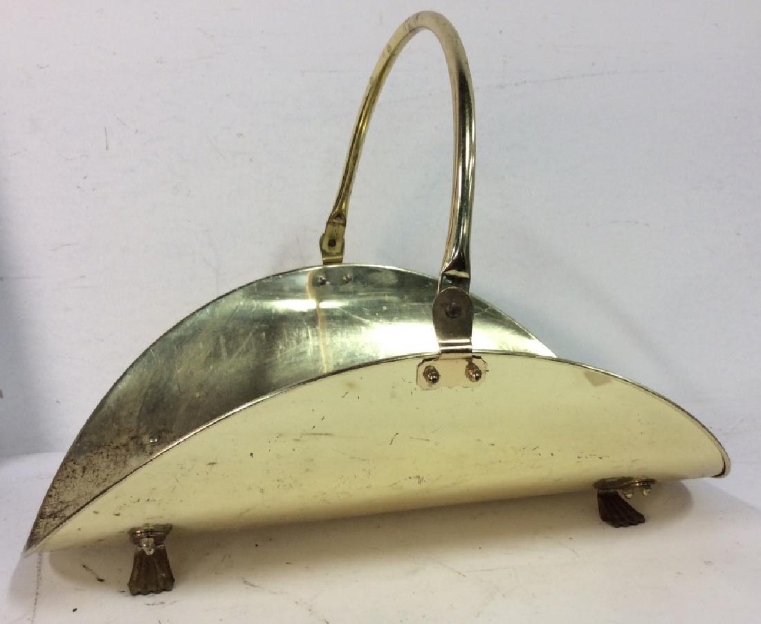 Vintage Brass Toned Metal Log Basket (1 of 7)