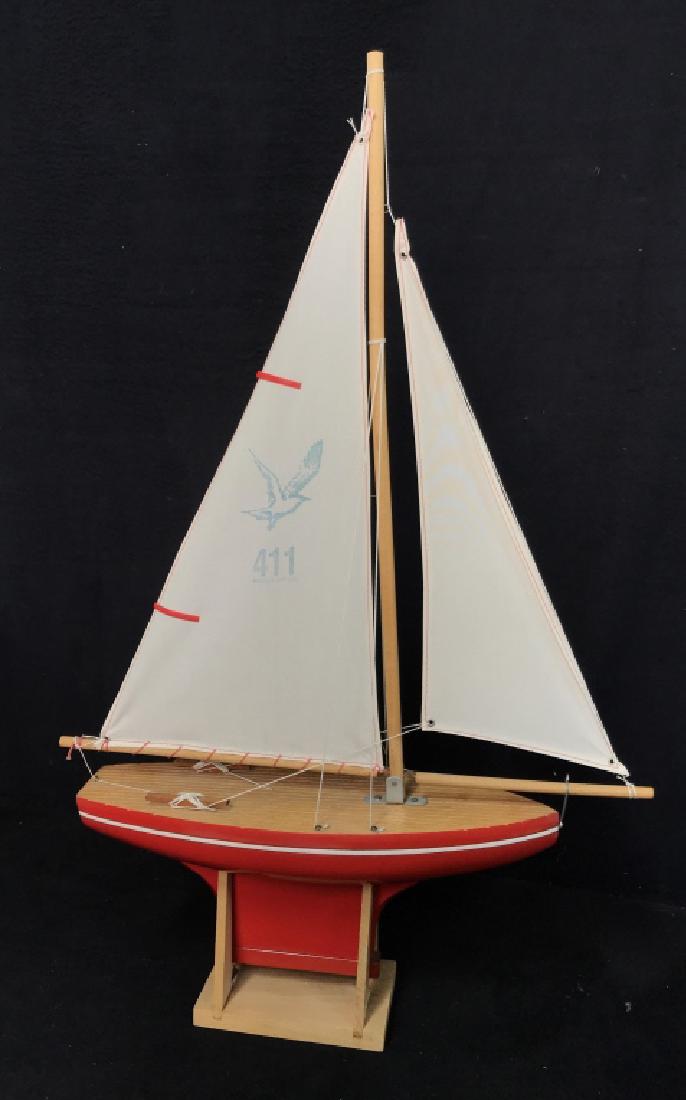 Wooden Sailboat Model And Stand (1 of 6)