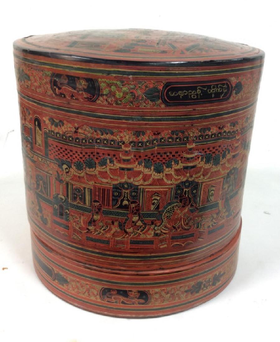 Asian Painted Lacquered Rice Barrel (1 of 13)