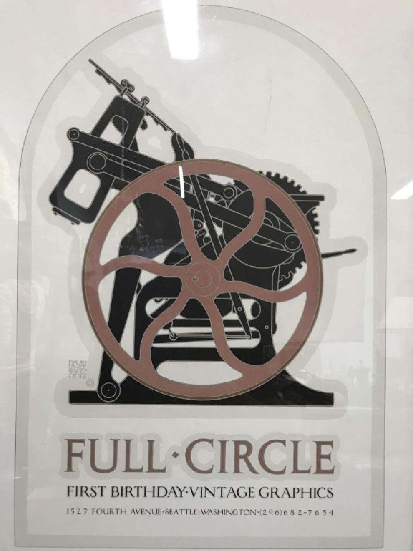 FULL CIRCLE Framed Poster Print: Poster print reads “Full Circle, first birthday vintage graphics. Piece is professionally framed with wooden frame. Measures approx 25 inches tall 19 inches wide. Wall art, framed artwork.