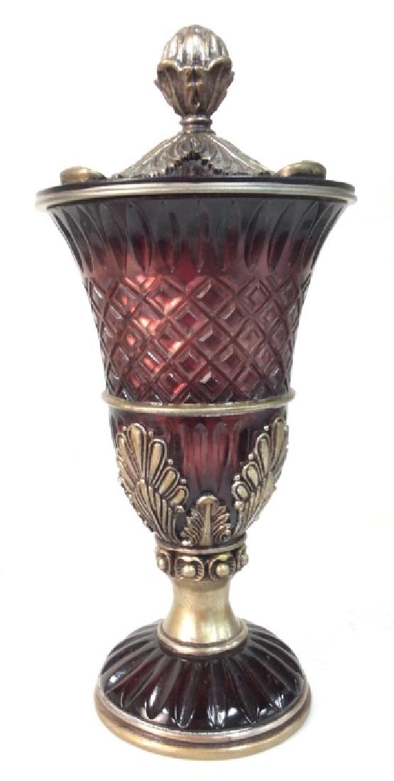 Lidded Vessel With Glass Style Exterior (1 of 6)
