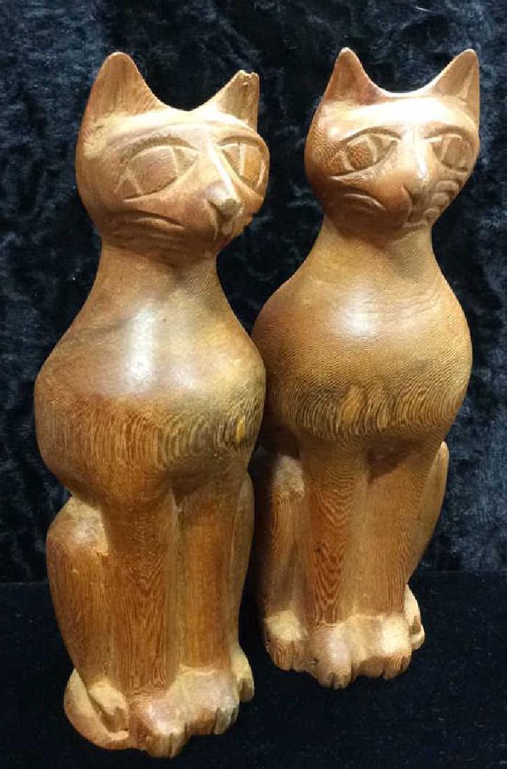 Pair Carved Wooden Cat Figurals (1 of 8)