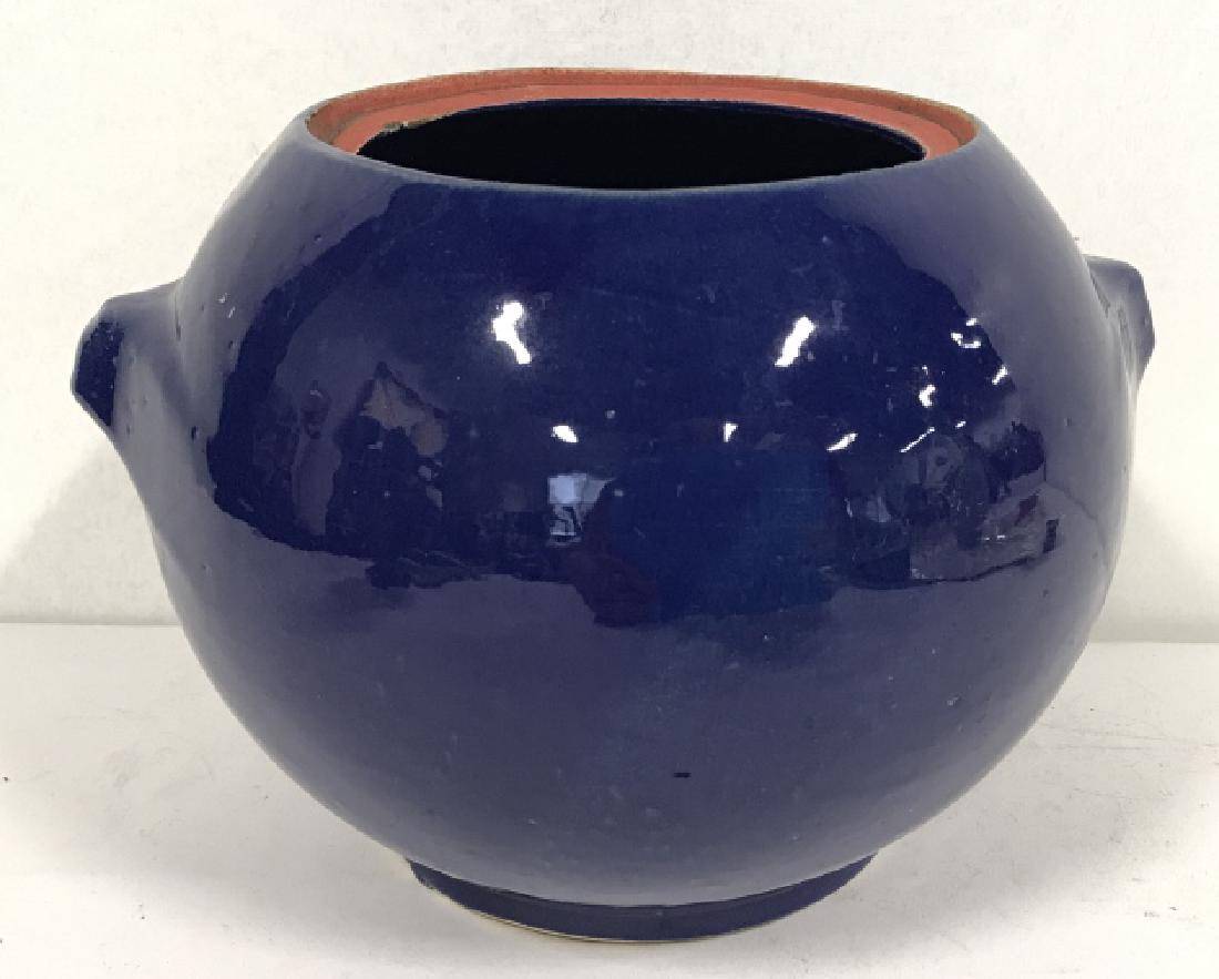 Vintage Glossy Blue Toned Cleramic Vessel (1 of 6)