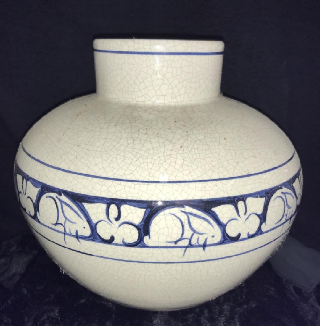 Signed TVM Ceramic Crackle Painted Pot (1 of 8)