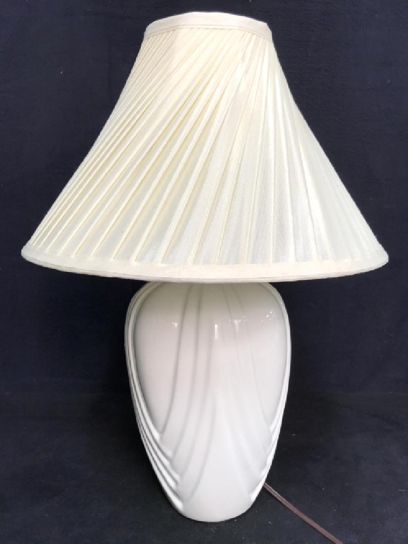 Cream Toned Porcelain Ceramic Lamp W Shade (1 of 5)