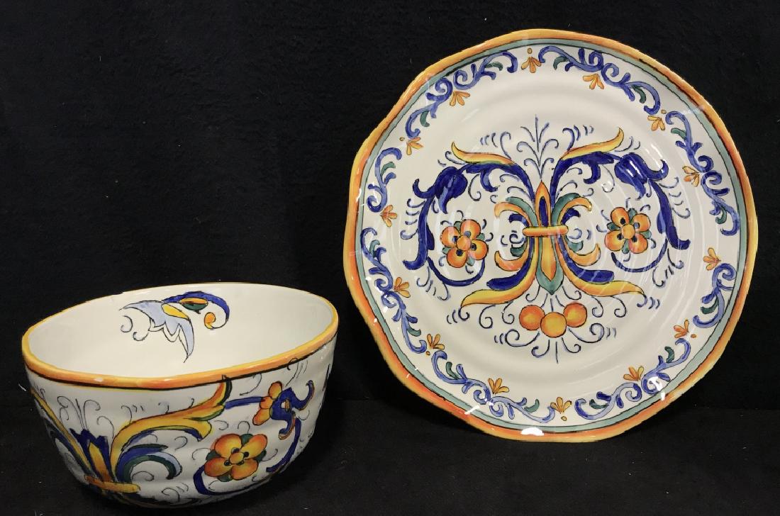 Lot 2 Hand Painted Ceramic Bowl And Plate (1 of 6)