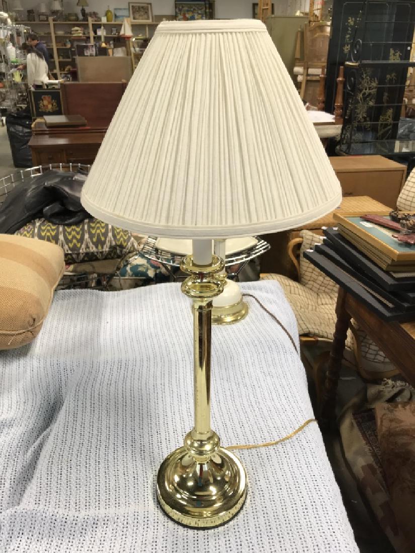Brass Toned Metal Table Lamp W Shade (1 of 5)
