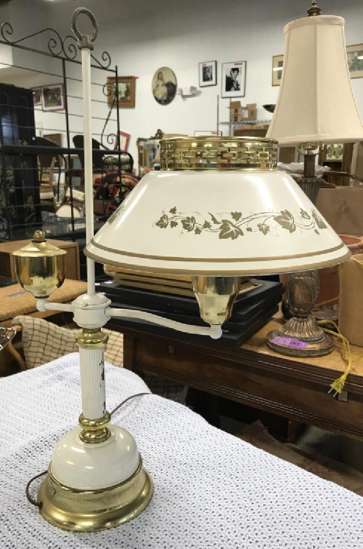 Vintage Tole White And Brass Toned Desk Lamp (1 of 8)