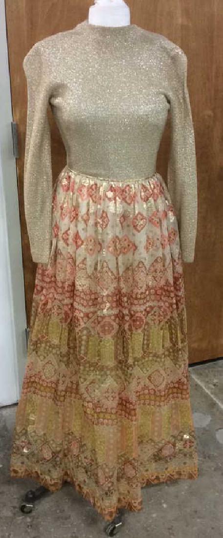 Vintage Gold Toned Ladies Evening Dress Bergdorf (1 of 7)
