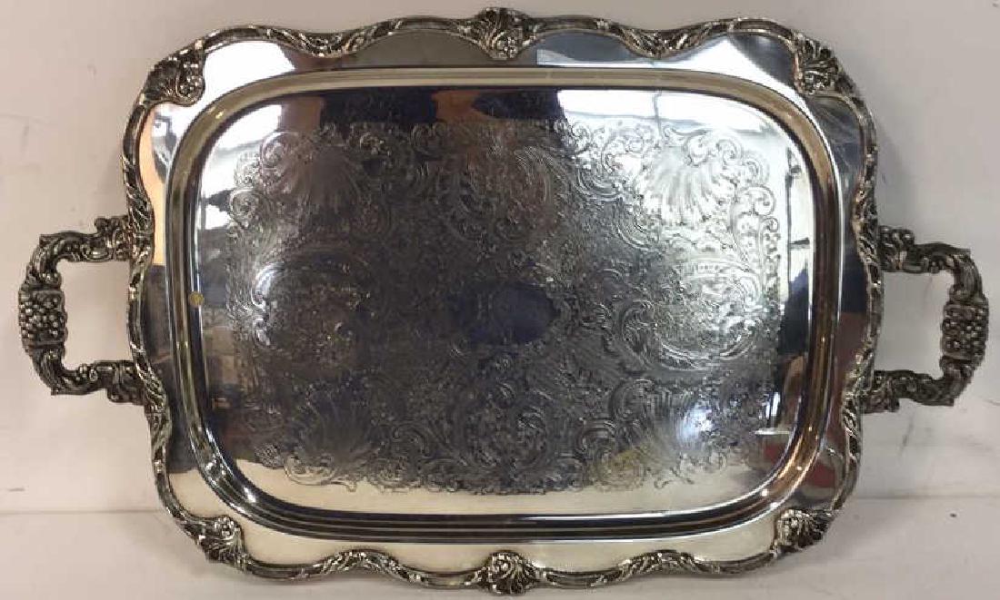 Large Silver Plate Footed Etched Tray (1 of 9)