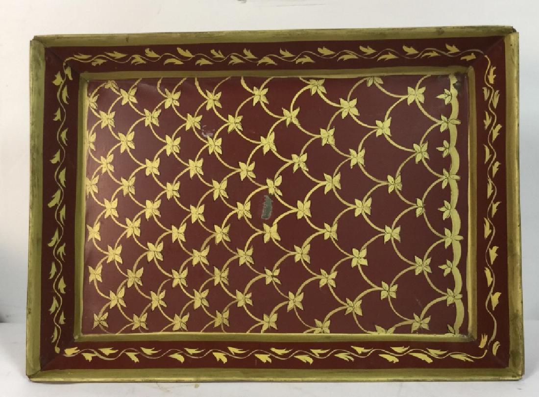 Maroon Gold Toned Metal Footed Tray (1 of 6)