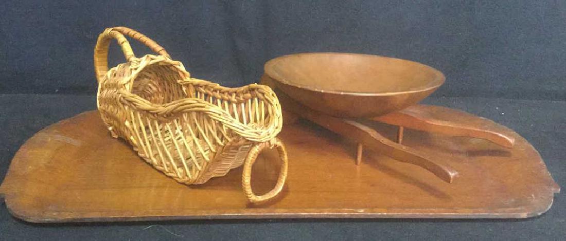 Lot 3 Assorted Wood & Wicker Tabletop Accessories (1 of 5)