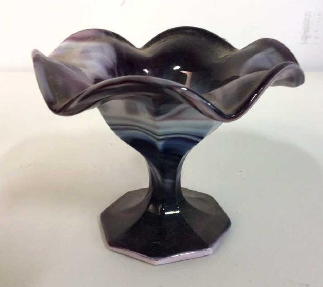 Antique Purple Slag Glass Footed Bowl (1 of 7)