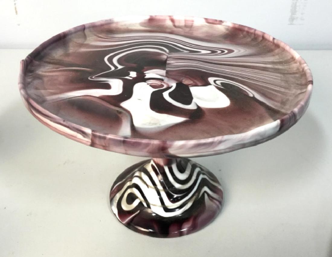 Antique Purple Slag Glass Cake Stand, (1 of 6)