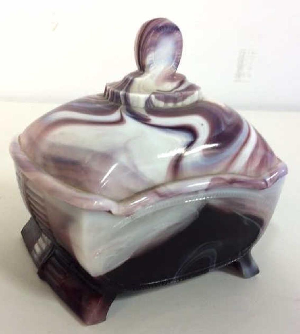 Antique Purple Slag Glass Covered Butter Dish (1 of 10)