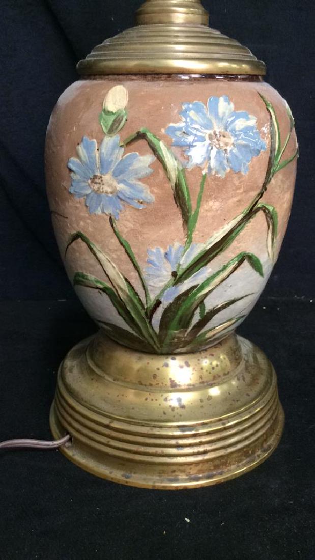 Antique French Barbotine Brass Mounted Lamp (1 of 9)