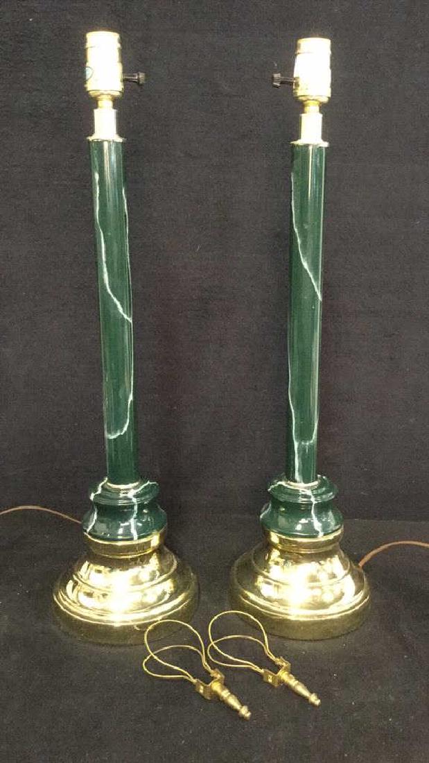 Pair Of Painted Green Faux Stone Table Lamps (1 of 6)