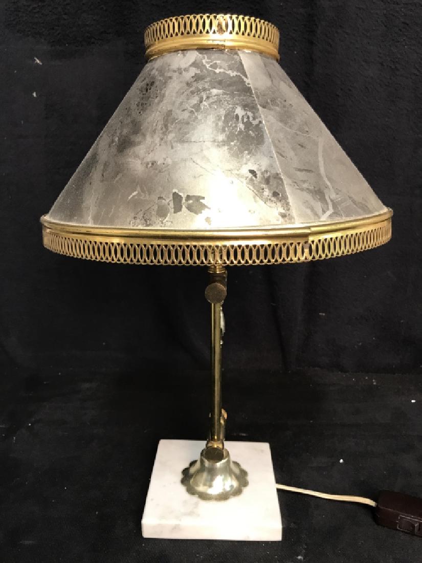 Poss Marble Base Table Lamp W Metal Shade (1 of 7)