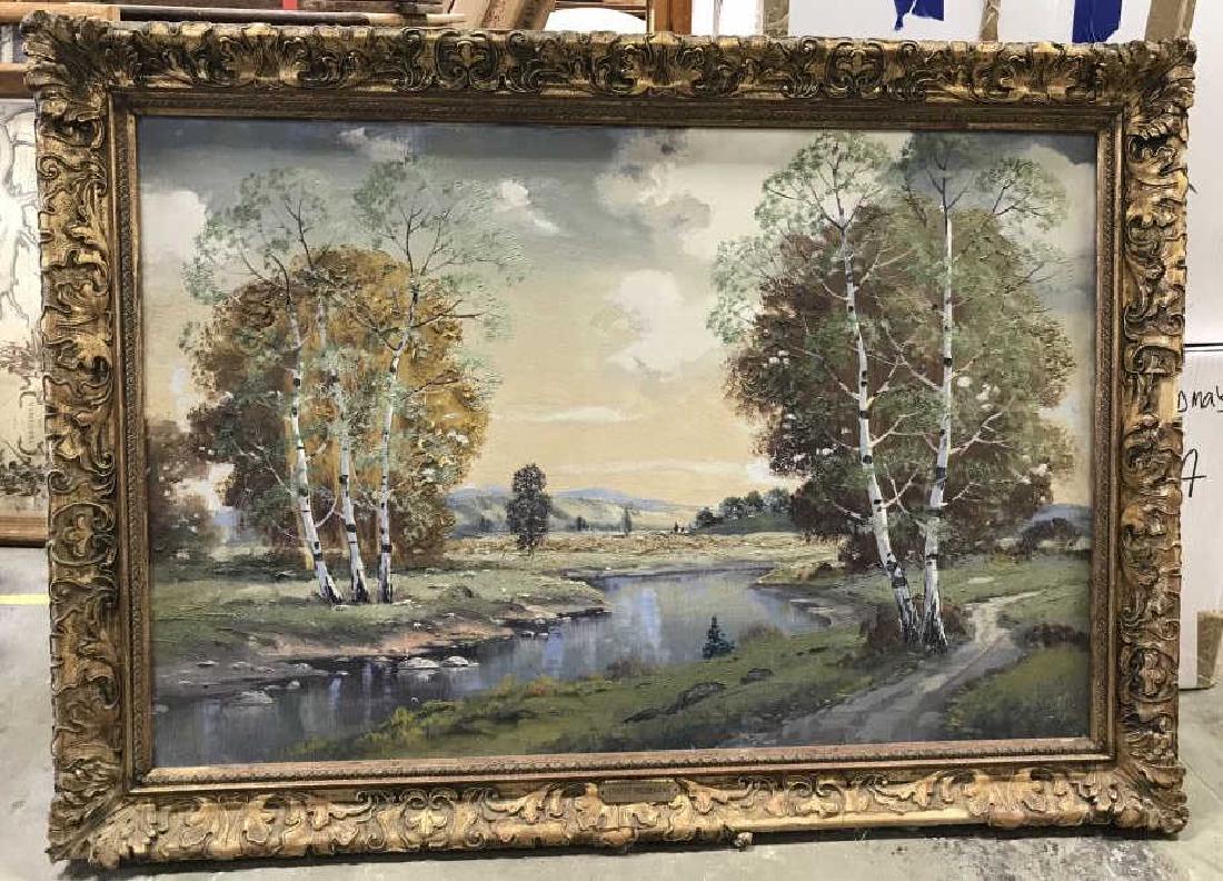 Vintage Framed Art On Canvas