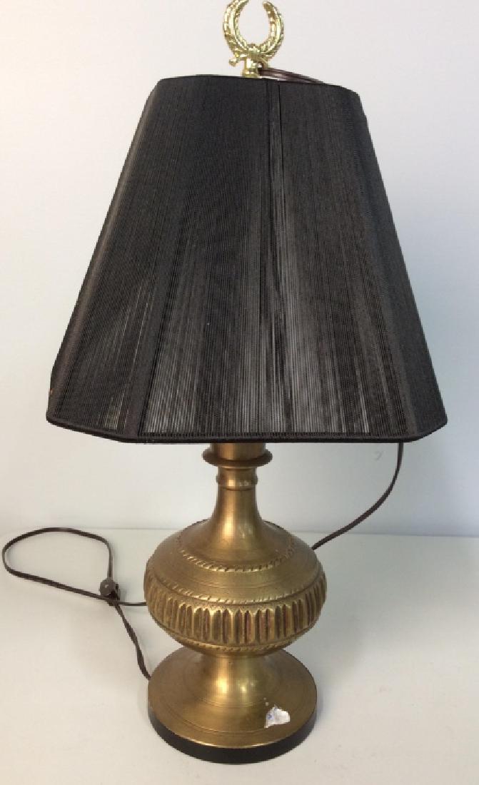 Etched Brass Orb Lamp w String Shade (1 of 9)