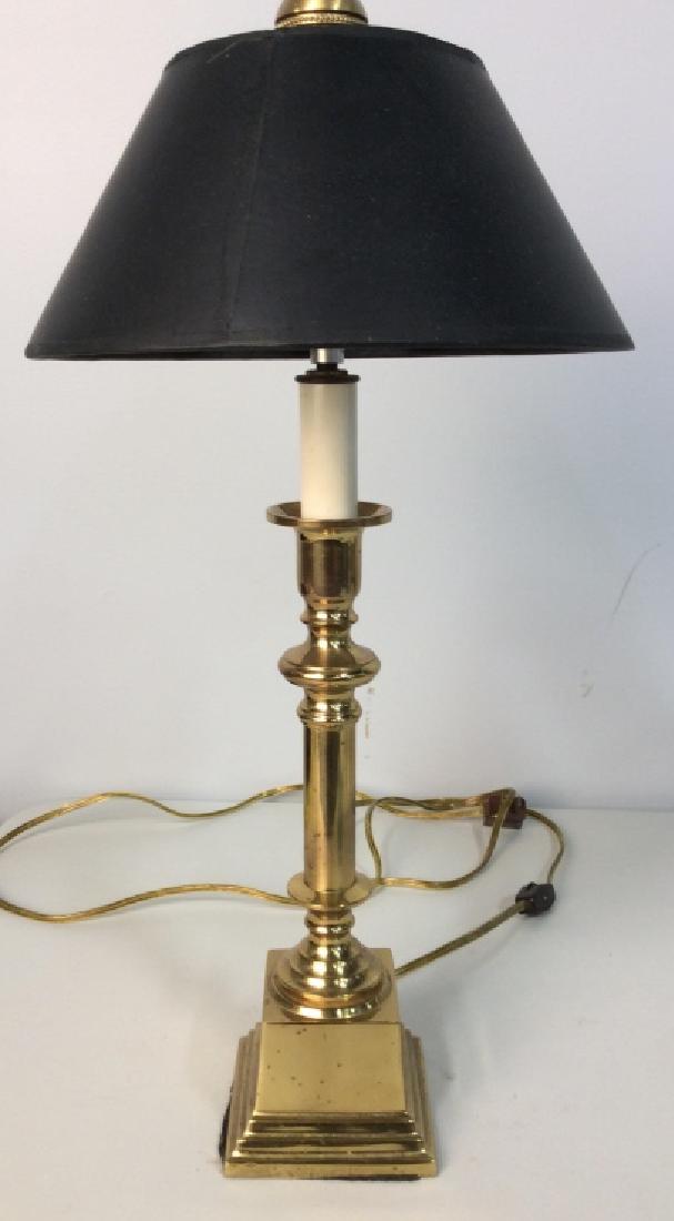 Brass Candlestick Lamp w Black Shade (1 of 5)