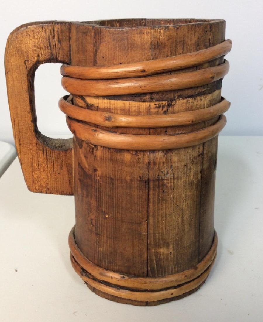 Vintage Carved Wood Vase Vessel: Oversized stein as vase , decorative arts and crafts tableware, accessory, carved wood measures app 10.5 inches, hand made property of Larchmont estate