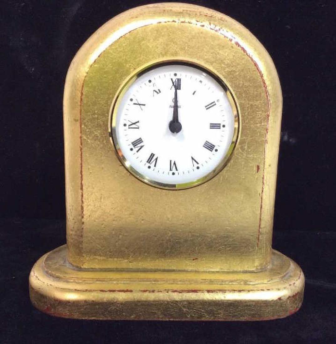 Gold Leafed Wood Framed Desk Clock, Italy (1 of 6)