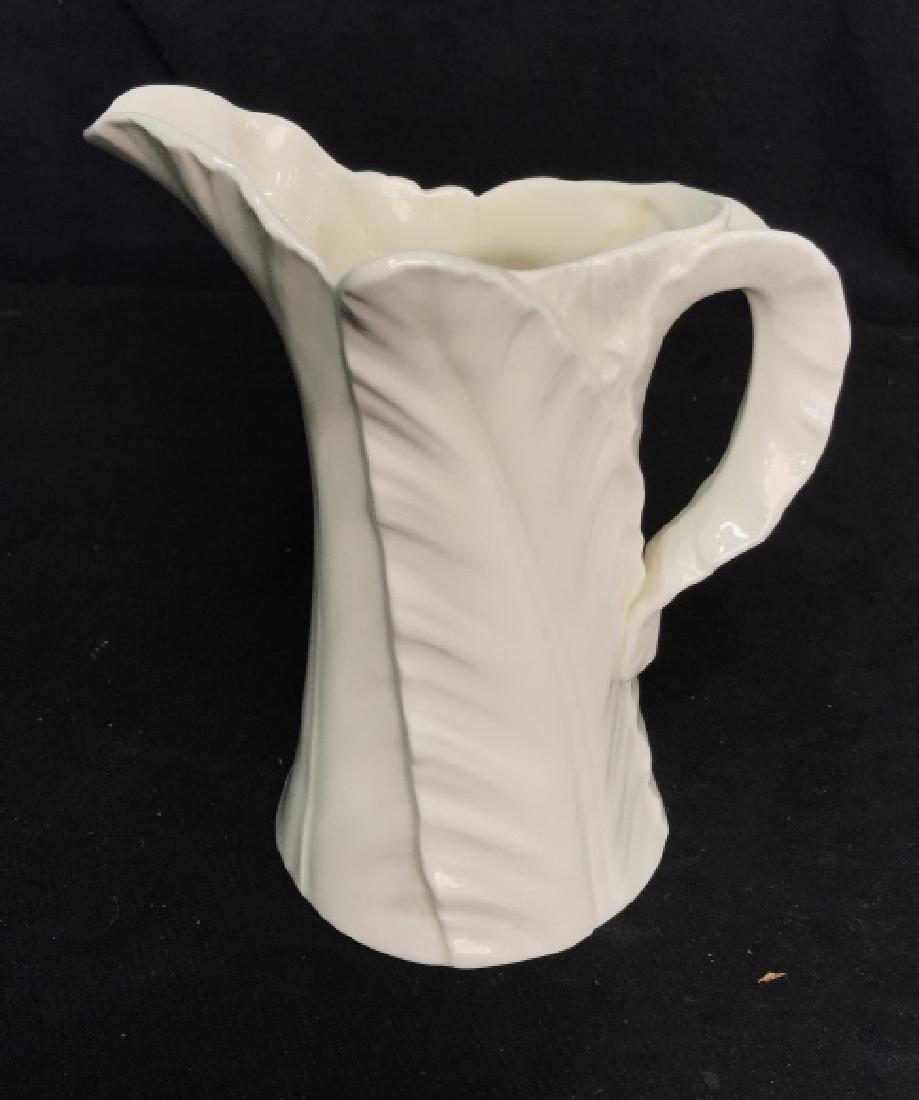 ROYAL WORCESTER White Porcelain Pitcher: With leaf form, decorative tableware, made in England, good condition, measures ht app 7 inches, fine Bone China table top accessory, Table top accessories, tableware, pitcher, vessel, decor,